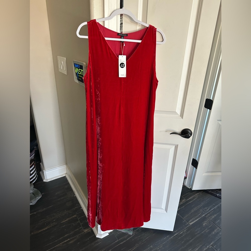 Eileen Fisher Red  Velvet Sleeveless Dress